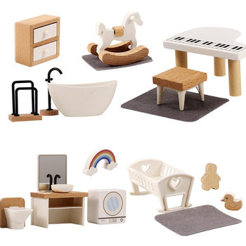 Wooden simulation doll house mini small furniture play house