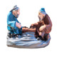 Large and small chess-playing old man figure ornaments