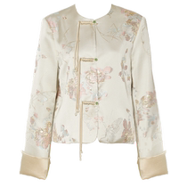 DPLAY Xia Xin Chinese style disc button embroidered jacket temperament round neck short Tang suit embroidered top for women