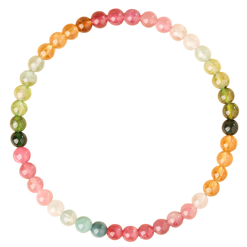 Old material rainbow tourmaline bracelet 4mm gradient smooth color