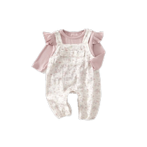 Girls suit autumn 2024 new style baby T-shirt childrens overalls baby spring and autumn childrens two-piece set