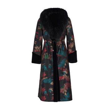 Ma tiannu contrasting color printed fur collar sable coat
