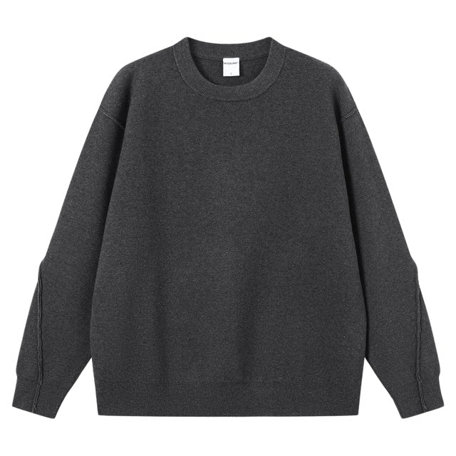 MOSEALAND raw edge crew neck wool blend sweater