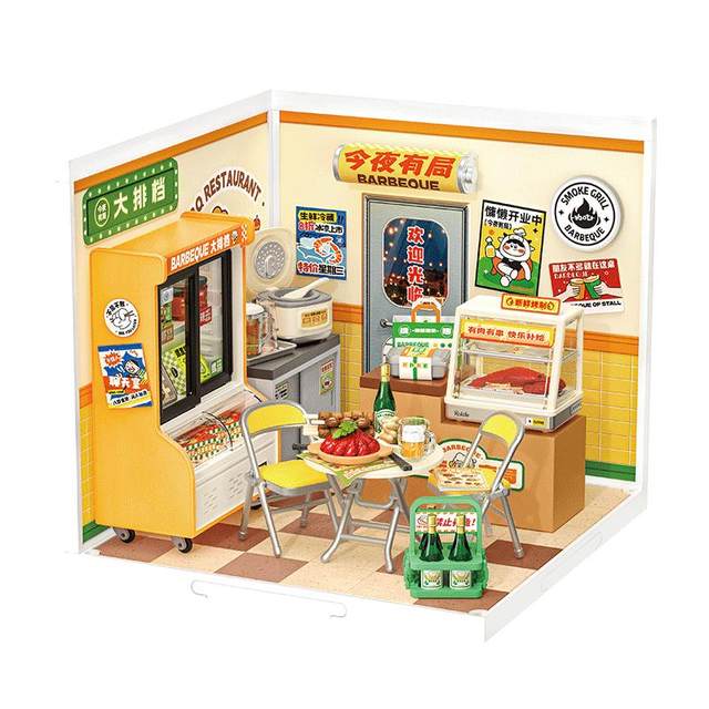Rolife Ruolai super world food stall assembled building block toy model diy cabin Children's Day gift for women