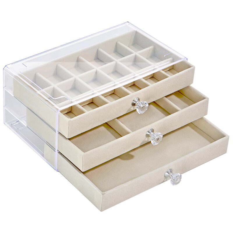 Jewelry box storage box desktop drawer anti-oxidation earring necklace ring hair clip display stand hand jewelry box