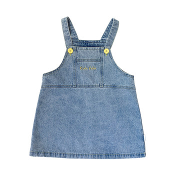 ເດັກຍິງຫນຸ່ມ denim suspender skirt ເດັກນ້ອຍແບບເກົາຫຼີຄົນອັບເດດ: dress 2024 ໃຫມ່ summer suspender skirt