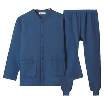 Middle-aged and elderly pure cotton autumn clothes and autumn trousers mens suits for the elderly autumn and winter double-breasted three-layer thickened cardigans thermal underwear