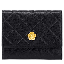 MAKEUP KITTEN Short Camellia Wallet Womens 2023 New Genuine Leather Coin Card Holder 2024