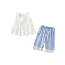 Girls suits summer clothes 2024 new childrens fashionable childrens clothes baby denim two-piece summer trendy set