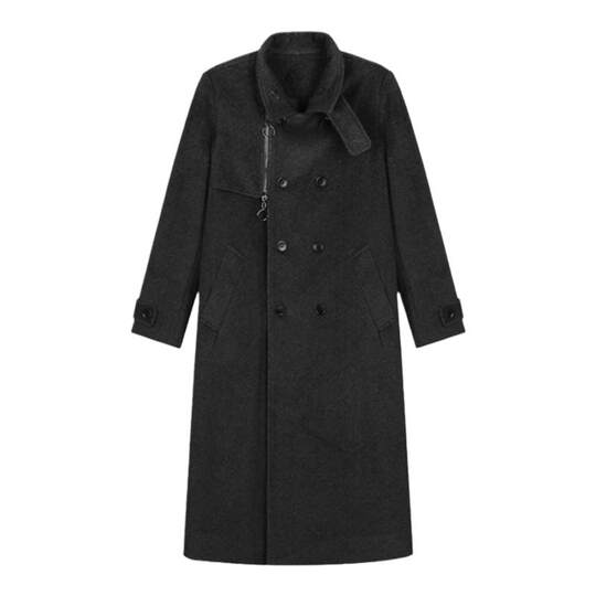 IAK mid-length double-breasted woolen jacket