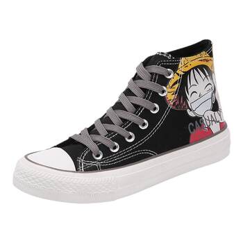 Sakura co-branded shoes men's canvas shoes One Piece graffiti hand-painted students shoes high-top niche original versatility trend