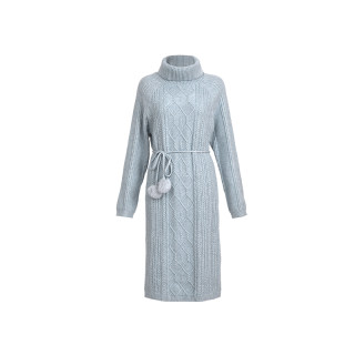 Baisi high collar warm and gentle style long skirt 2024 winter new arrival temperament sister korean sweater dress for women