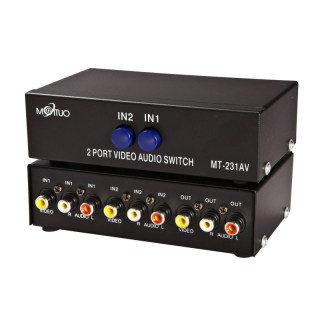 迈拓维矩 MT-231AV 2口音视频AV切换器2进1出红黄白三莲花rca接口机顶盒DVD接老电视功放音响二进一出