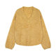 Floral yarn mixed yarn brushed autumn and winter loose and lazy sweater round neck V-neck