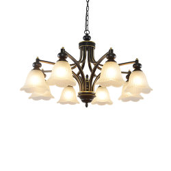 American-Style Pastoral Chandelier, Simple and Elegant, Suitable for Living Room, Cozy Bedroom, Dining Room, Home Room, Iron and Glass Lighting Fixtures
