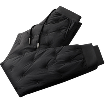 Jack Charles Light Luxury Winter Black Down Pants Mens Warm Laminated Velvet Snow Outerwear Winter Pants Mens