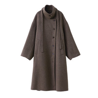 Chic new dress ribbon stand collar coat