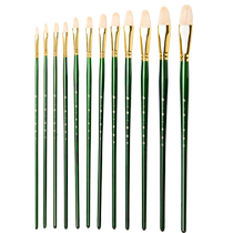 Pig bristle oil painting special brush acrylic gouache paint brush set bristle stiff round head flat head duck tongue painting set row brush brush beginner art student special oil painting painting set