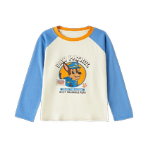 () Paw Paw Team childrens round neck long-sleeved T-shirt 2024 spring and autumn boys tops girls loose T-shirt trend