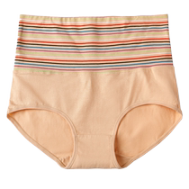 4-pack of womens underwear high-waisted pure cotton fabric cotton crotch striped tummy control plus size fat briefs top bottoms