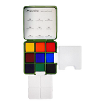 马蒂尼新品小盒红盒光芒9 色九色便携旅行固体水彩颜料套装