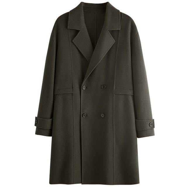 PEACEBIRD Men's Reversible Wool Coat Long Winter Wool Jacket