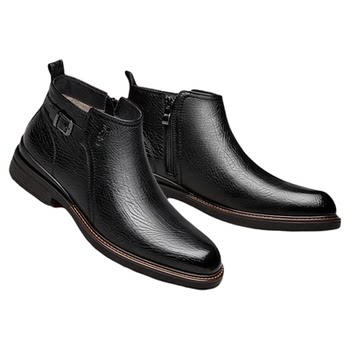 Zero zero chelsea leather boots plus velvet to keep warm