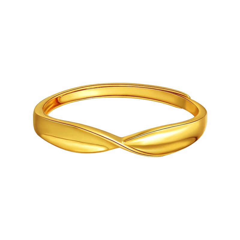 Laomiao gold pure gold 999 love ring 5G simple twist ring fashionable couple ring gift