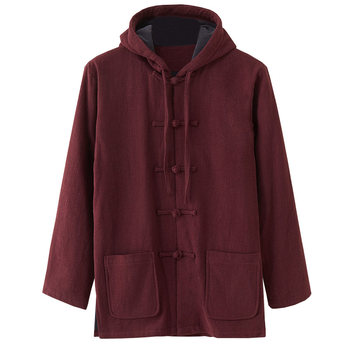 Park shengji chinese style hooded tang suit plus velvet zen tea suit