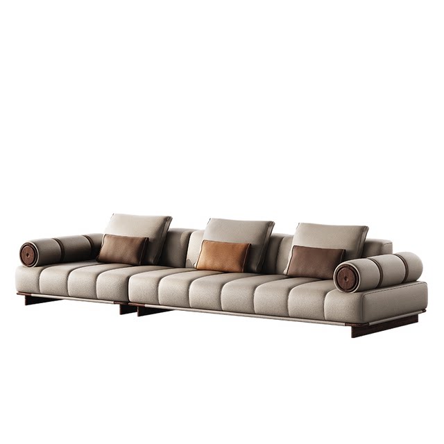 Chengjun solid wood full leather sofa villa living room whole house furniture designer simple luxury high-end large apartment sofa