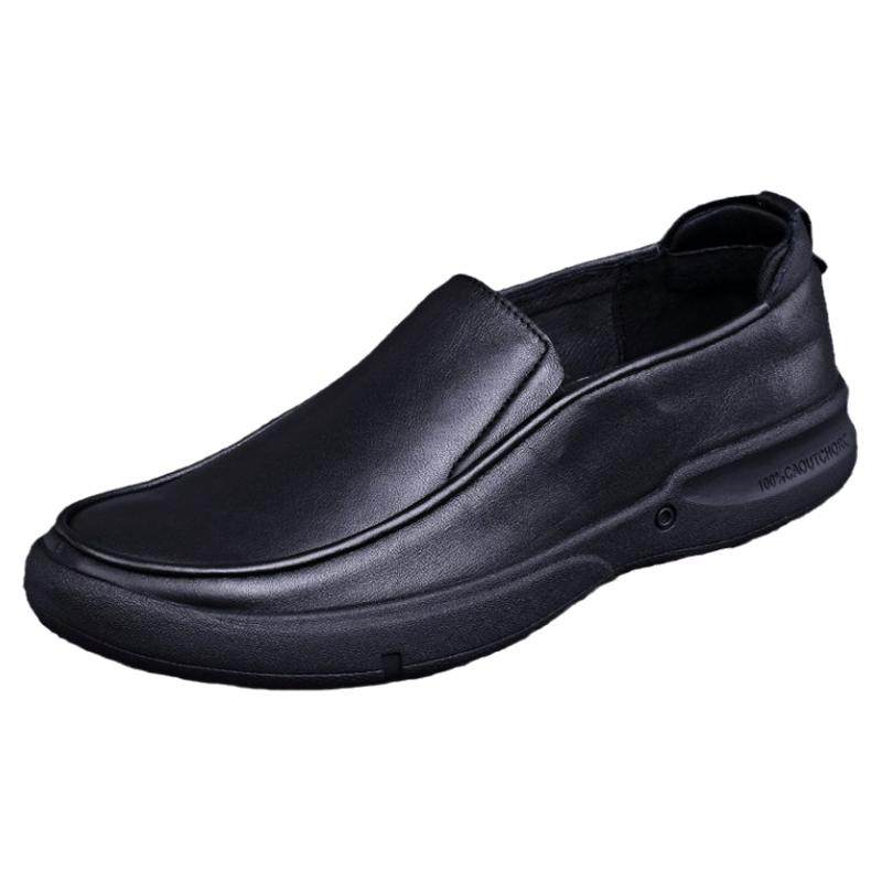 Foreign trade original men's casual leather shoes men's spring and summer genuine leather soft breathable men's toe layer cowhide slip-on dad shoes