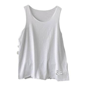 Mr. Short Sentence Vest Men's Summer New Cut Breathable Sweat-Absorbent Simple Solid Coloring Bottoming Ins Loose Sleeveless T-Shirt