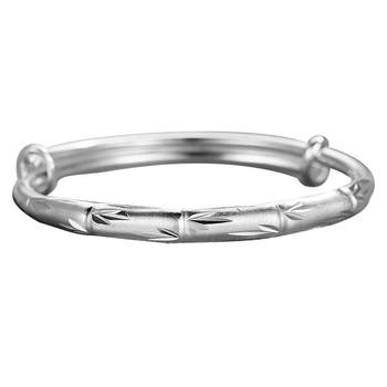 Jiule Pure Silver 999 Silver Bracelet Women's Pure Silver Method Ancient Push-Pull Bamboo Bracelet Solid Fashion Bracelet as a gift for Girlfriend