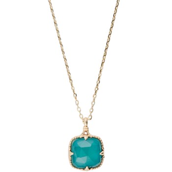 Akado rock sugar crystal double layer laminated turquoise 9k gold necklace lock