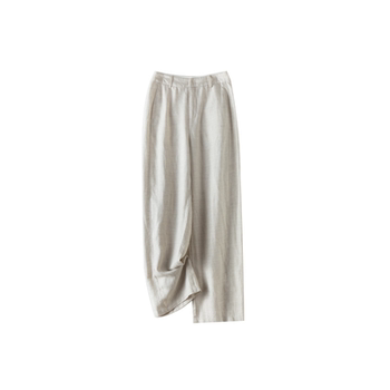 25199 tencel linen lightweight ແອວສູງ pants ຂາກ້ວາງສໍາລັບແມ່ຍິງ