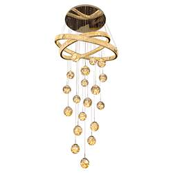 Large Chandelier for High-Ceiling Living Room, New Crystal Loft Apartment Hollow Staircase Light for Duplex Villa