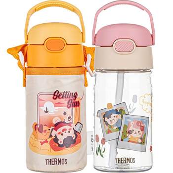 Thermos flagship store Thermos kids sippy cup camping summer baby water cup ຈອກການຮຽນຮູ້ຄວາມອາດສາມາດຂະຫນາດໃຫຍ່ໂປ່ງໃສ