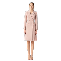 Ruinuo host pink pleated suit dress womens 2024 spring temperament socialite small fragrance style professional dress