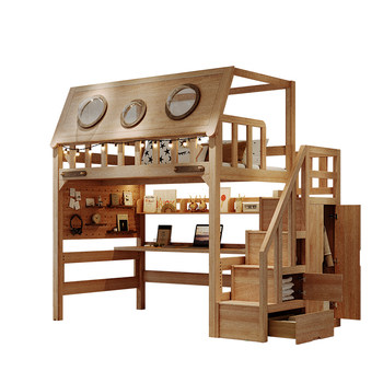 Space capsule loft bed is made entirely of solid wood and the factory supports customization
