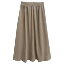 European velvet skirt for women autumn and winter high-waisted slimming A-line skirt mid-length knitted skirt that covers the crotch elastic waist umbrella skirt