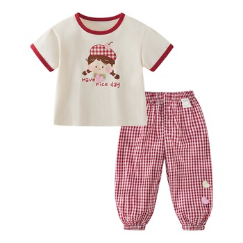 Jellybaby girls summer suit baby short-sleeved t-shirt children’s summer clothes 2026 new summer children’s two-piece set
