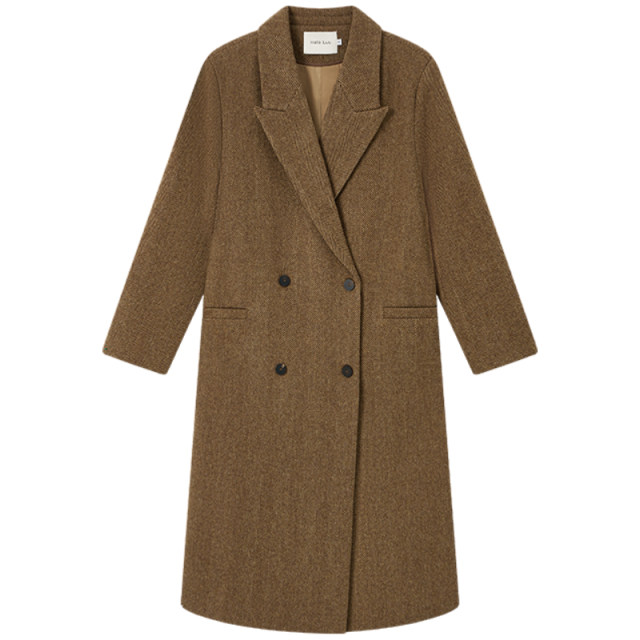 HaloLuu brown herringbone coat is high-end