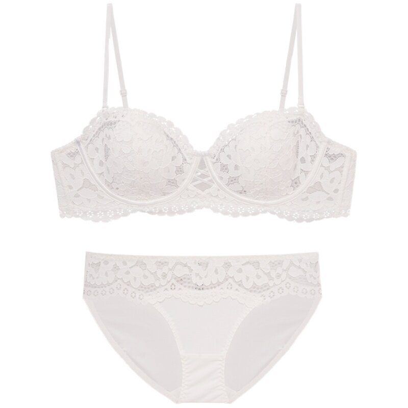Thin shoulder strap bra for women, large breasts, small breasts, French style sexy lace breathable rabbit ears bra set
