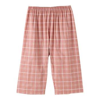 Fenton summer pajamas ແມ່ຍິງສາມໄຕມາດ pants ຝ້າຍບາງໆແສ່ວ plaid ສາມາດ worn ພາຍນອກຂອງແມ່ຍິງບ້ານຝ້າຍ