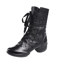 Dance shoes for women genuine leather soft-soled sailor dance boots for outer wear fashionable mid-heeled adult catwalk dance shoes square dancer shoes