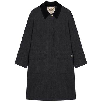 TeenieWeenie小熊奥莱冬装风衣式澳毛混纺长款毛呢大衣外套女