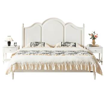 Quanyou home cream style double bed princess bed
