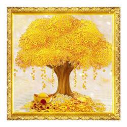 2024 new 5d diamond painting full of diamonds in the living room crystal dot masonry stickers gold all over the floor money tree cross stitch