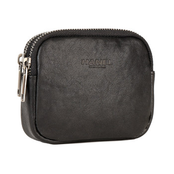 Leather double zipper storage bag short wallet as waist bag