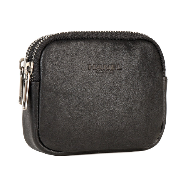 Leather double zipper storage bag short wallet as waist bag